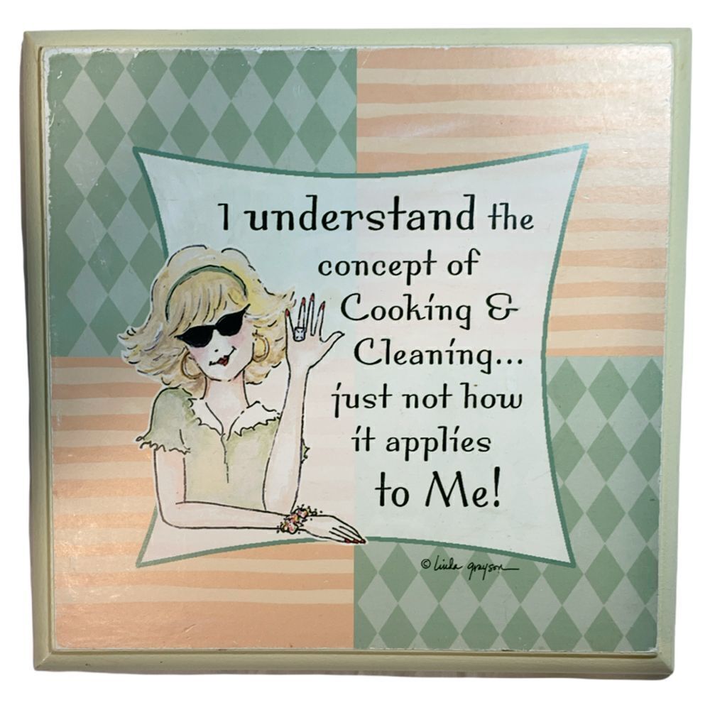 Wooden 8.75” “I understand the concept of  Cooking & Cleaning” Graphic W…
